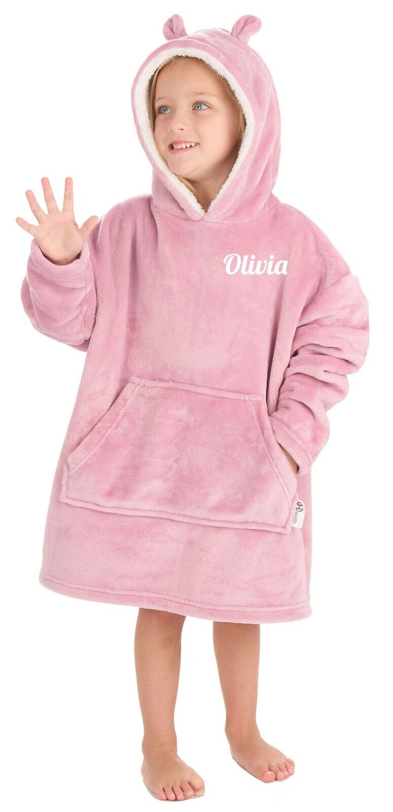 Personalised Kids Hoodie Bear Ear Oversized Blanket Hoody Soft 18ths-6 Years