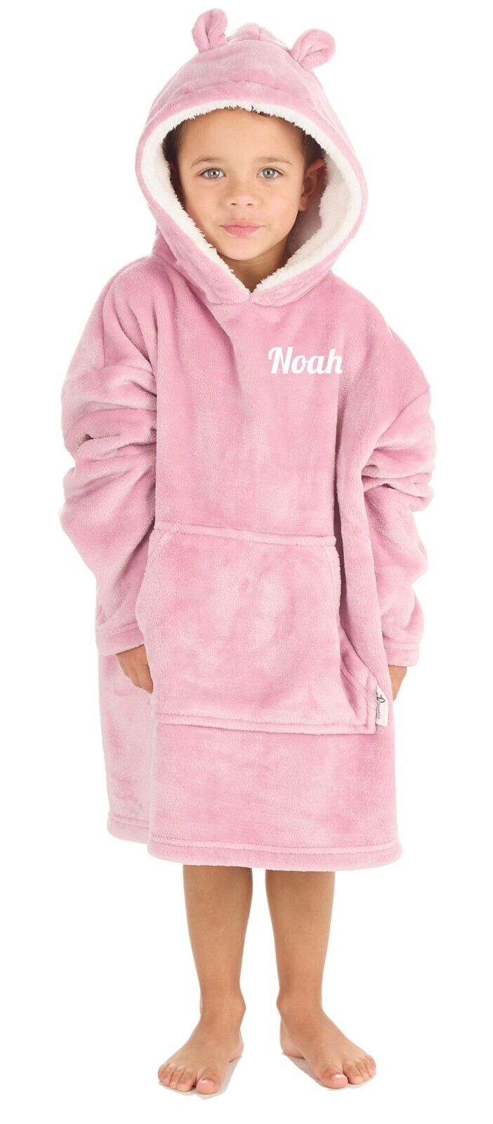 Personalised Kids Hoodie Bear Ear Oversized Blanket Hoody Soft 18ths-6 Years