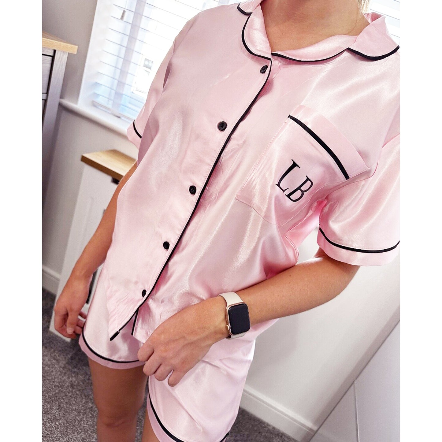 Personalised Ladies Wedding Bridal Party Satin Short Pyjamas