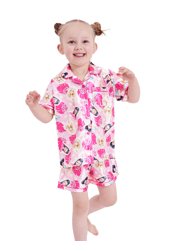 Girls Barbie Satin Short Pyjamas