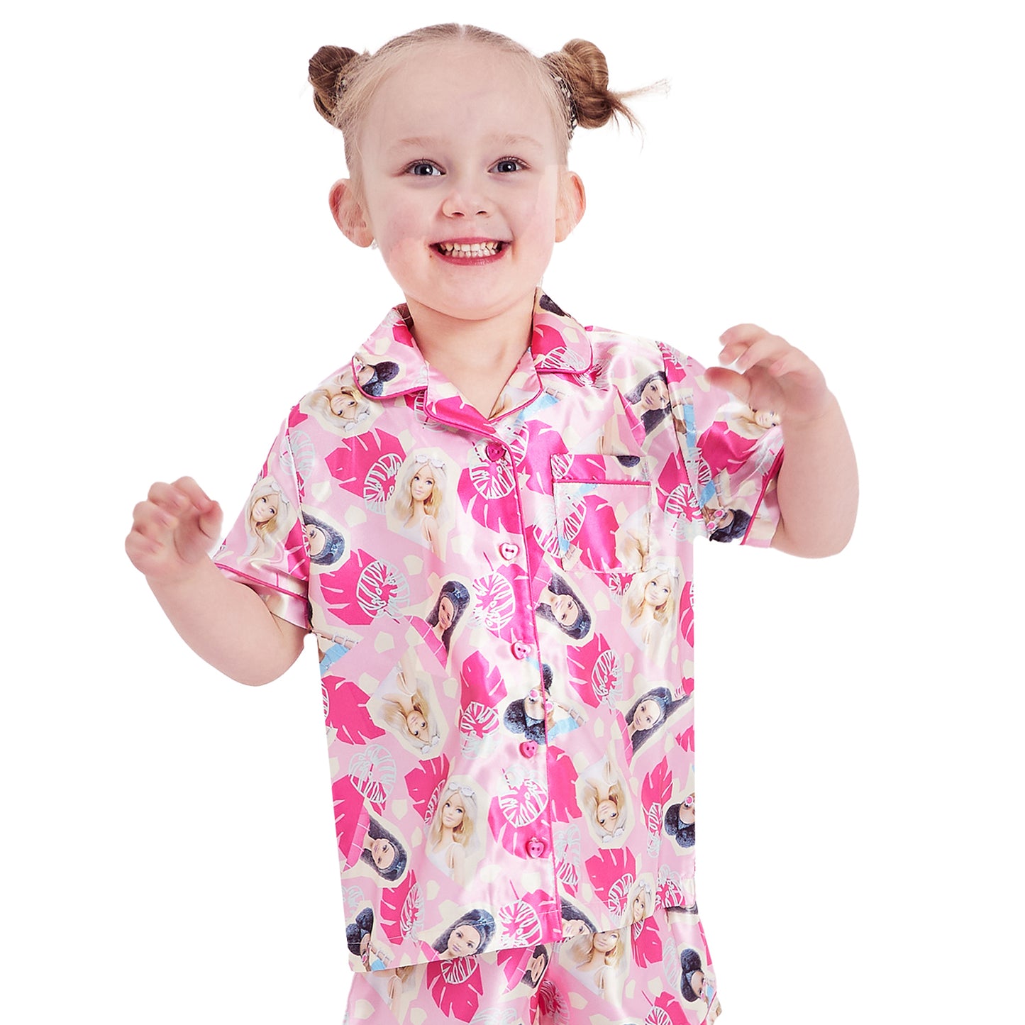 Girls Barbie Satin Short Pyjamas
