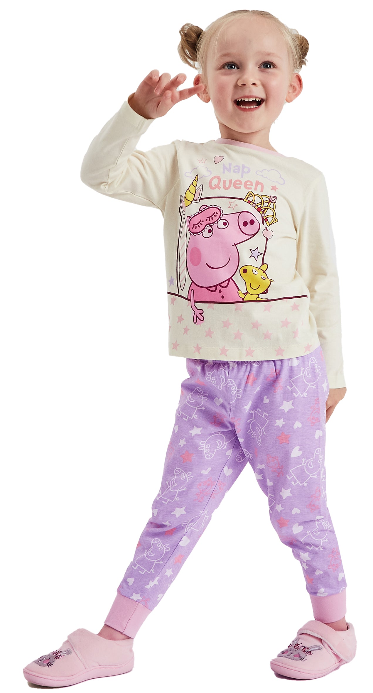 Girls Peppa Pig Pyjamas - Cream Lilac