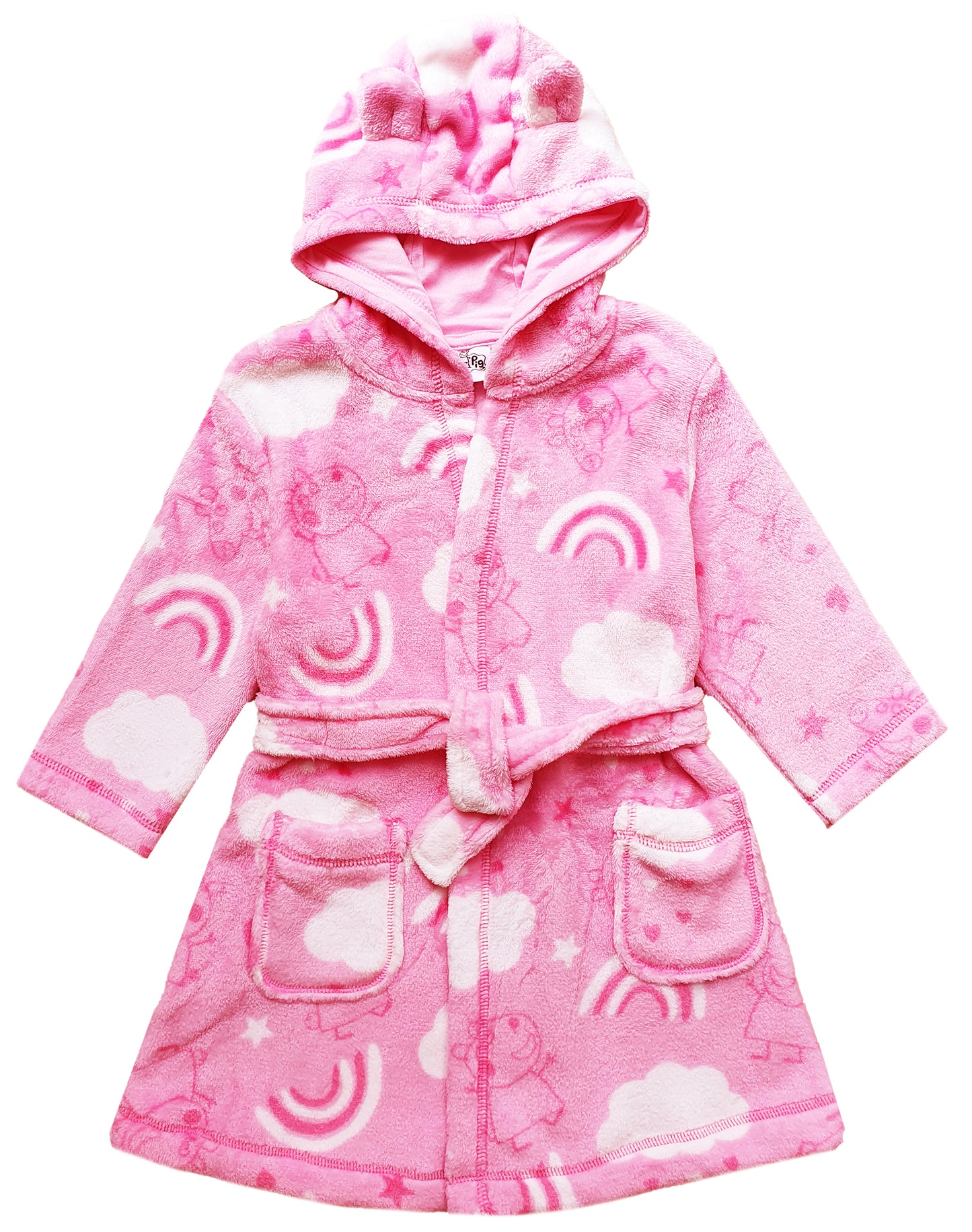 Girls Peppa Pig Dressing Gown - Pink & White