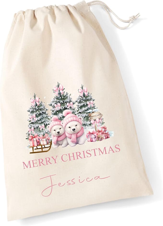 Girls Personalised Christmas Sack – Polar Bear