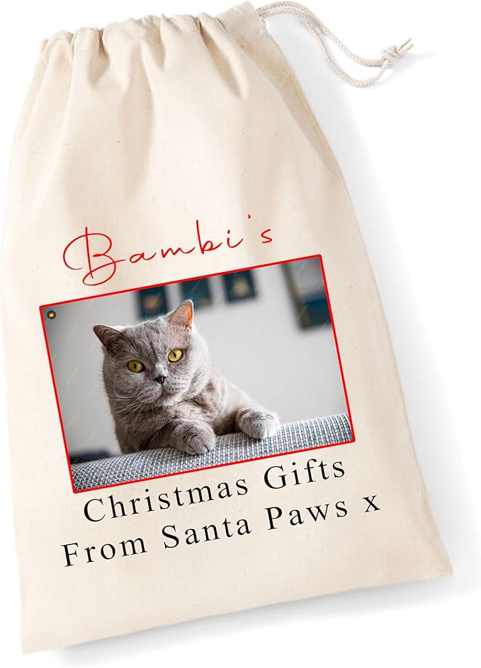 Personalised Pet Christmas Sack – Cat Photo Xmas Gift