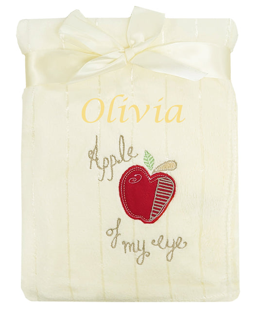 Personalised Baby Cream Apple Blanket