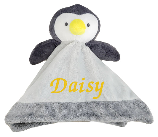 Personalised Baby Penguin Rattle Comforter