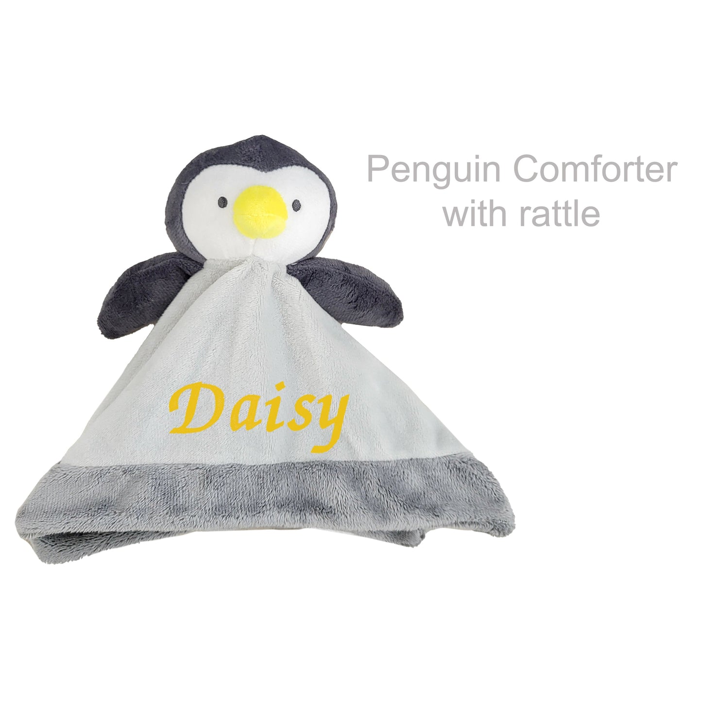 Personalised Baby Penguin Rattle Comforter