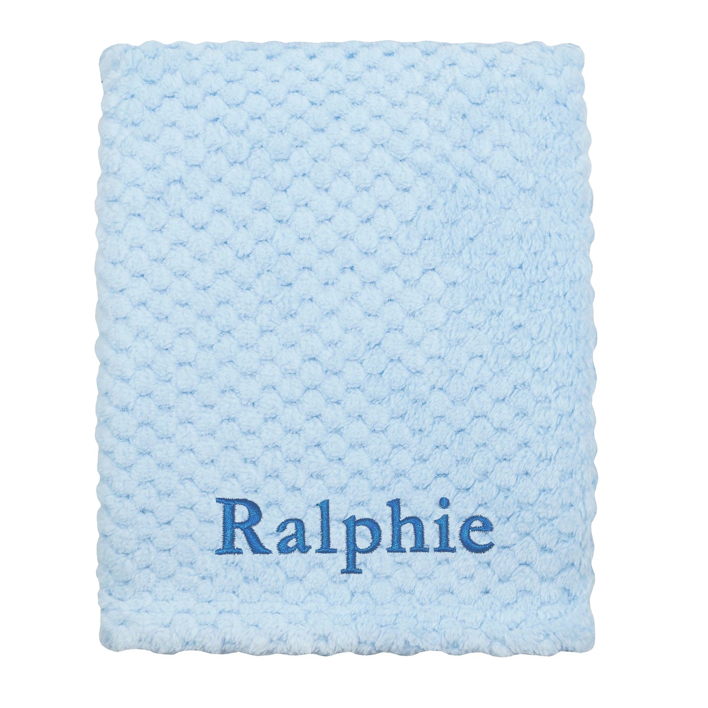 Personalised Baby Blue Waffle Blanket