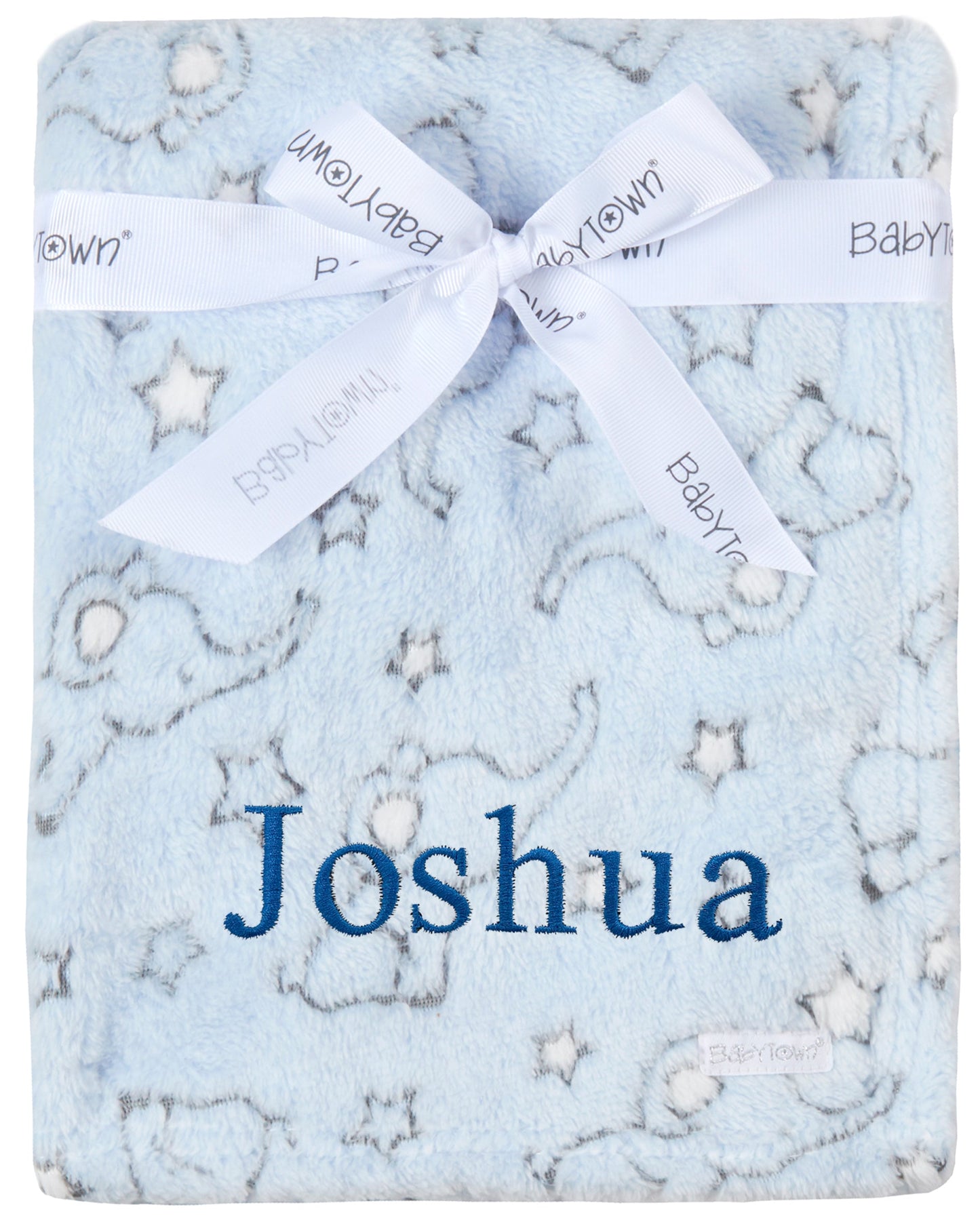 Personalised Baby Blue Elephant Star Blanket