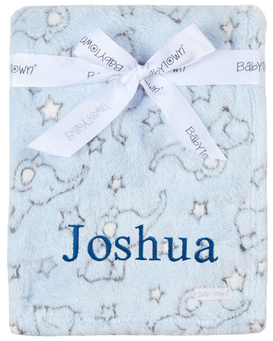 Personalised Baby Blue Elephant Star Blanket