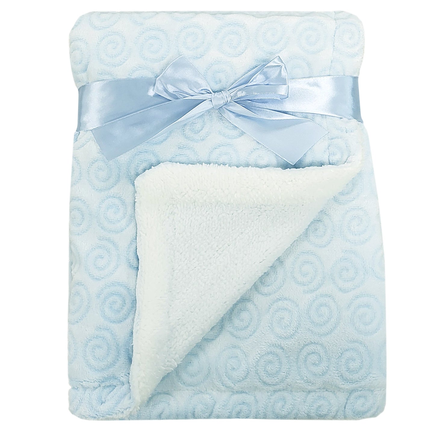 Personalised Baby Sherpa Blanket - Swirl Blue