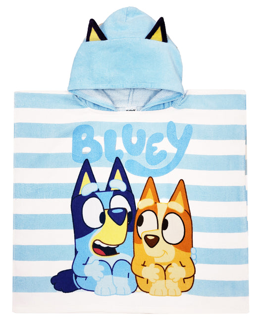 Boys Bluey Hooded Poncho Towel - Blue