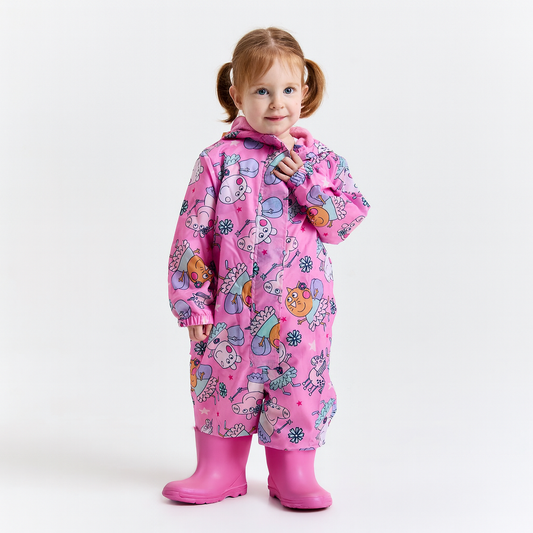 Bluey Puddle Suit for Girls – Waterproof All-in-One Rain Suit with Hood & Fleece Lining (18 Months–8 Years)