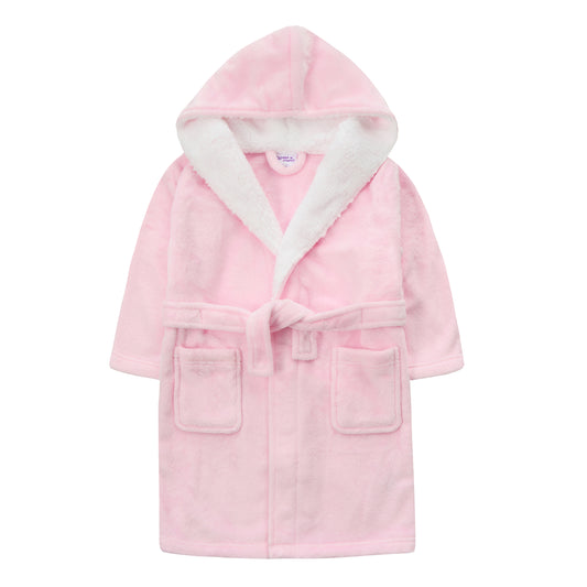 Girls Dressing Gown - Contrast Pale Pink