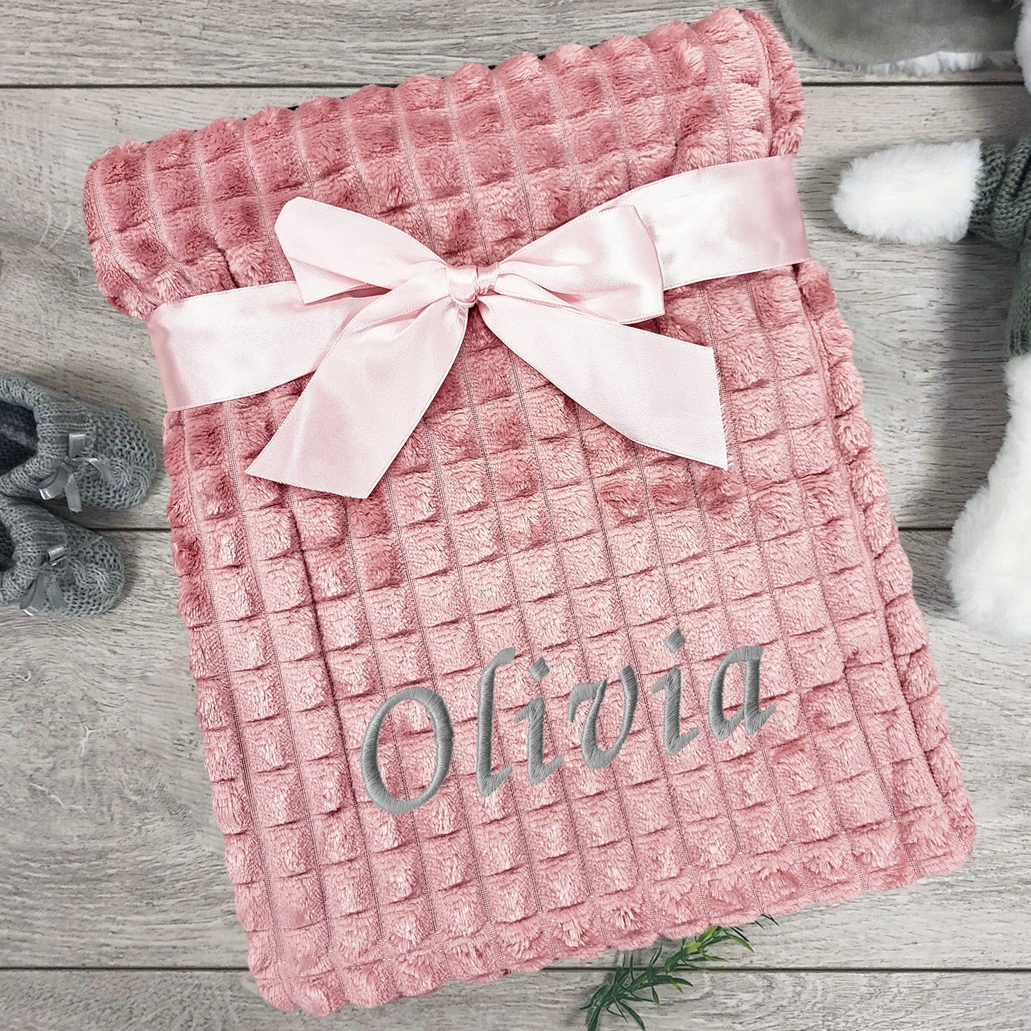 Personalised Baby Dusty Pink Blanket