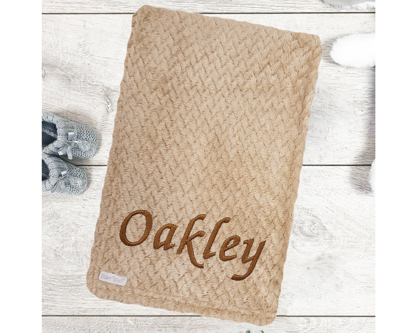 Personalised Baby Beige Waffle Blanket