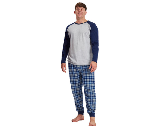 Mens Pyjamas - Woven Grey & Blue