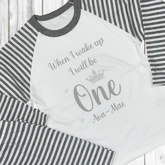 Baby When I Wake Up Pyjamas - Grey