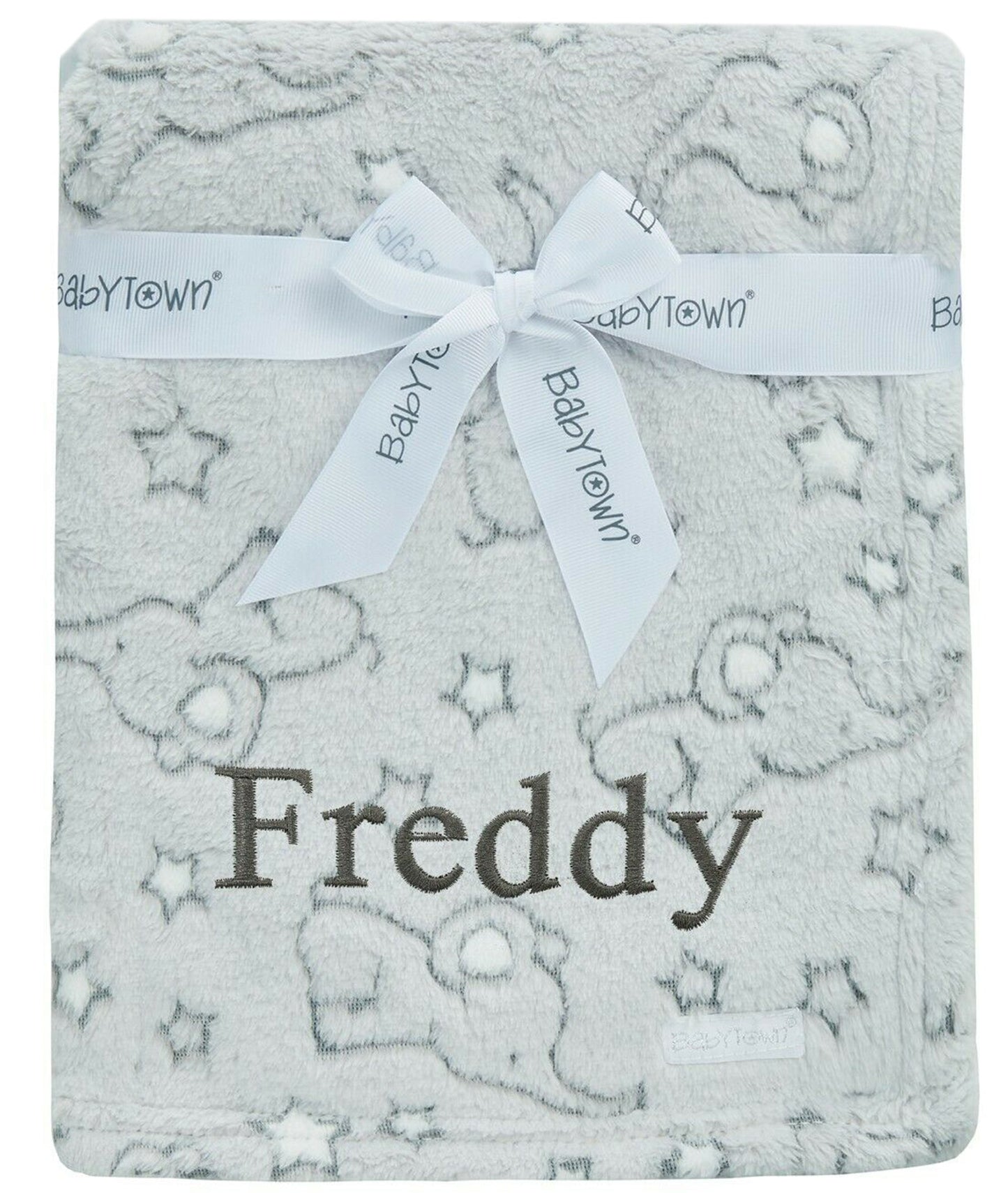 Personalised Baby Grey Elephant Star Blanket