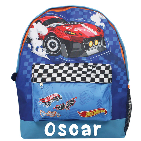 Hot Wheels Personalised Backpack - Light Blue