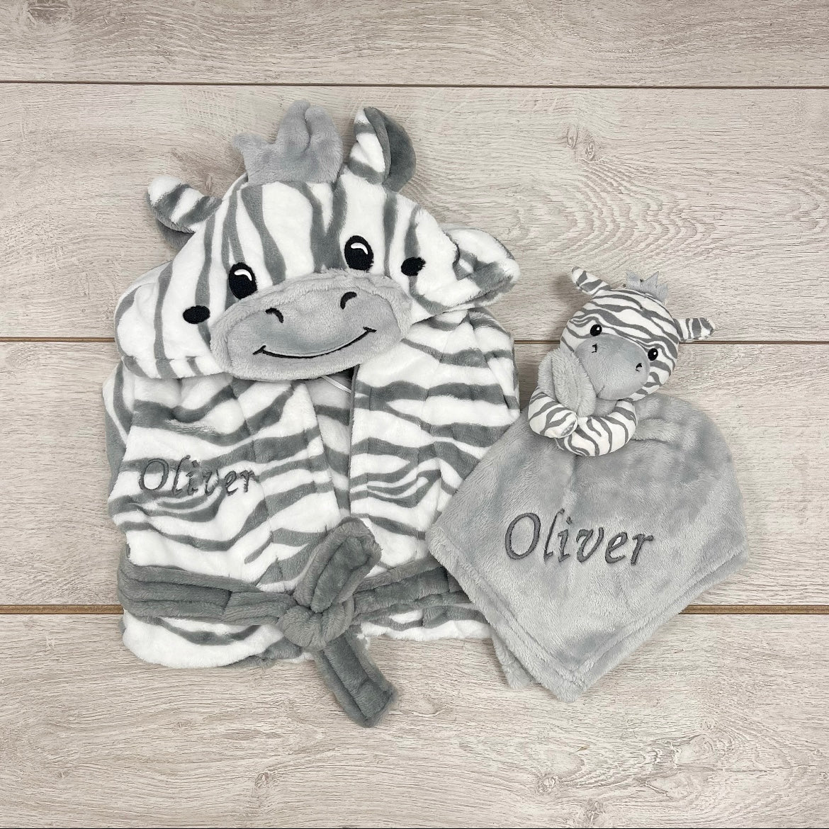 Personalised Zebra Dressing Gown & Comforter Gift Set