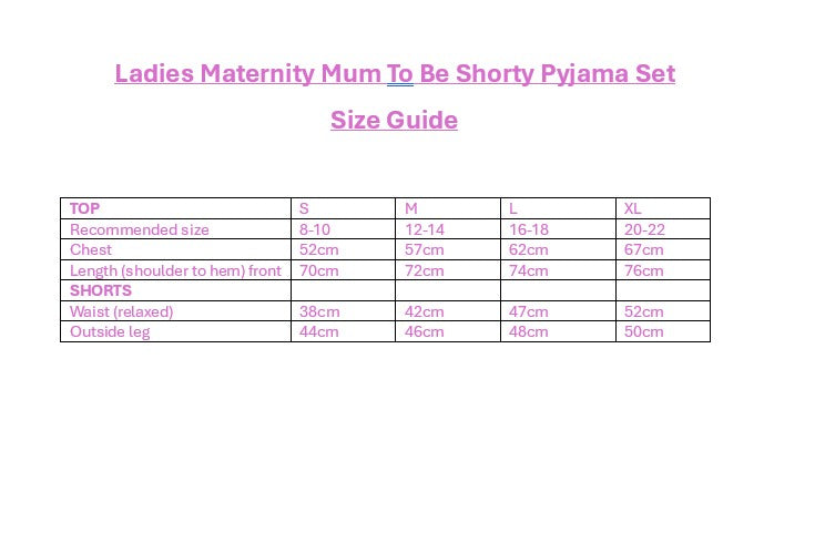 Ladies Maternity Shorty Pyjama Set