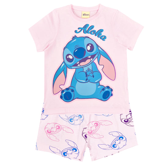 Disney Lilo & Stitch Short Girls Pyjamas - Pink