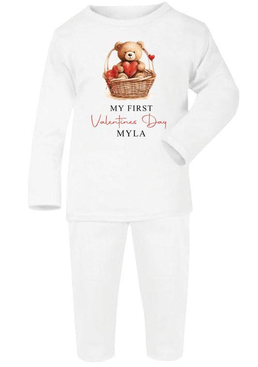 Valentines Personalised Baby Pyjamas - Bear Basket