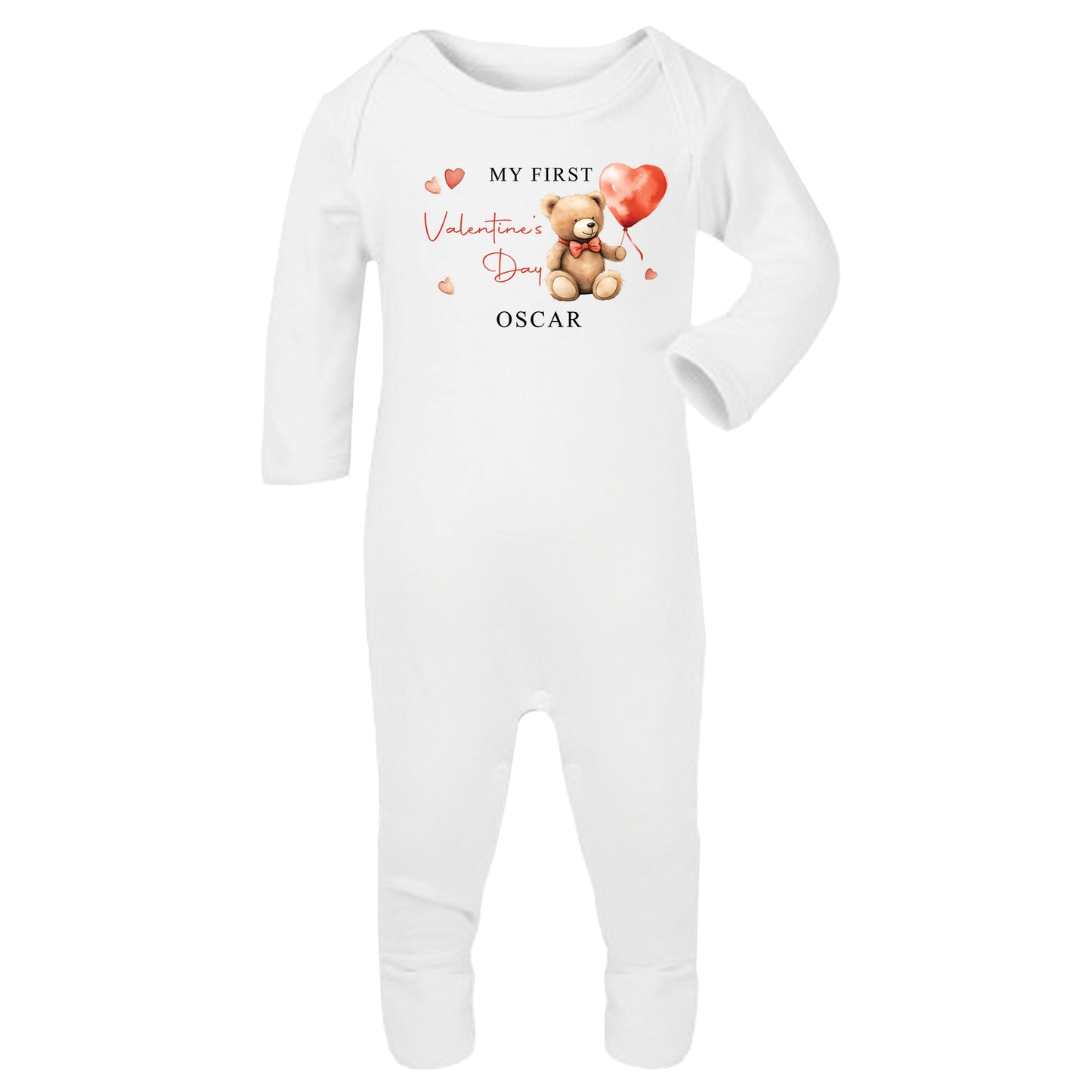 Valentines Personalised Baby Romper Sleepsuit - Balloons