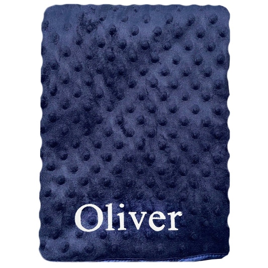 Personalised Baby Navy Blue Bobble Blanket