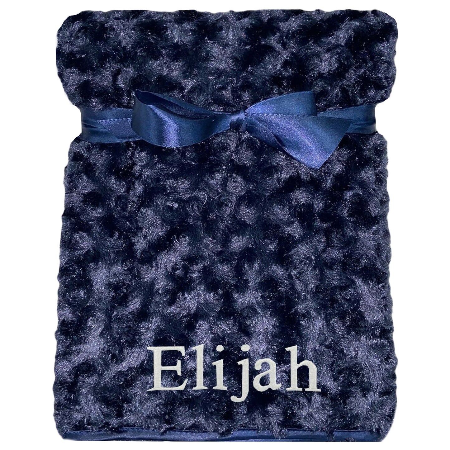 Personalised Baby Navy Blue Blanket - Rosebud