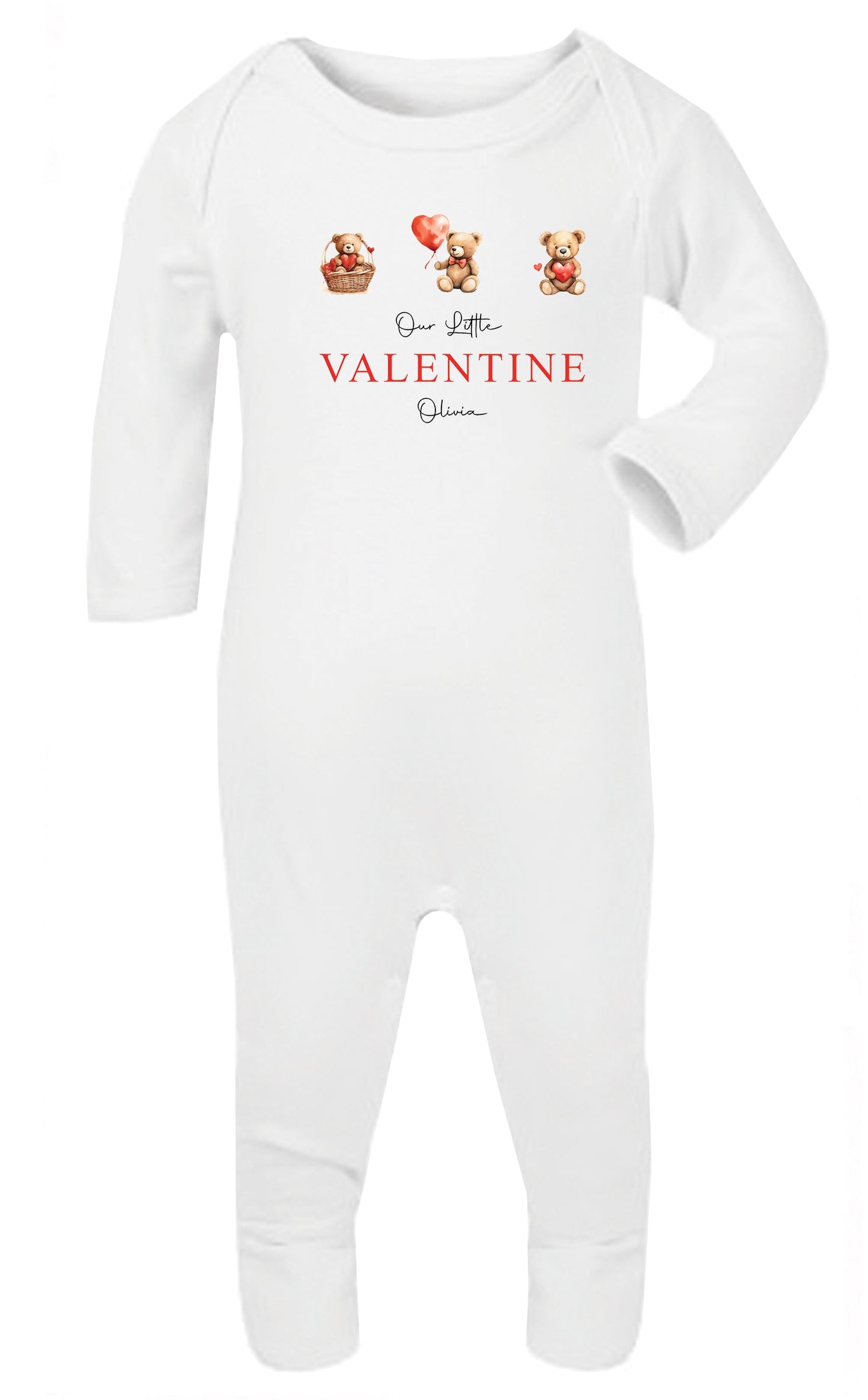 Valentines Personalised Baby Romper Sleepsuit - Valentine Trio