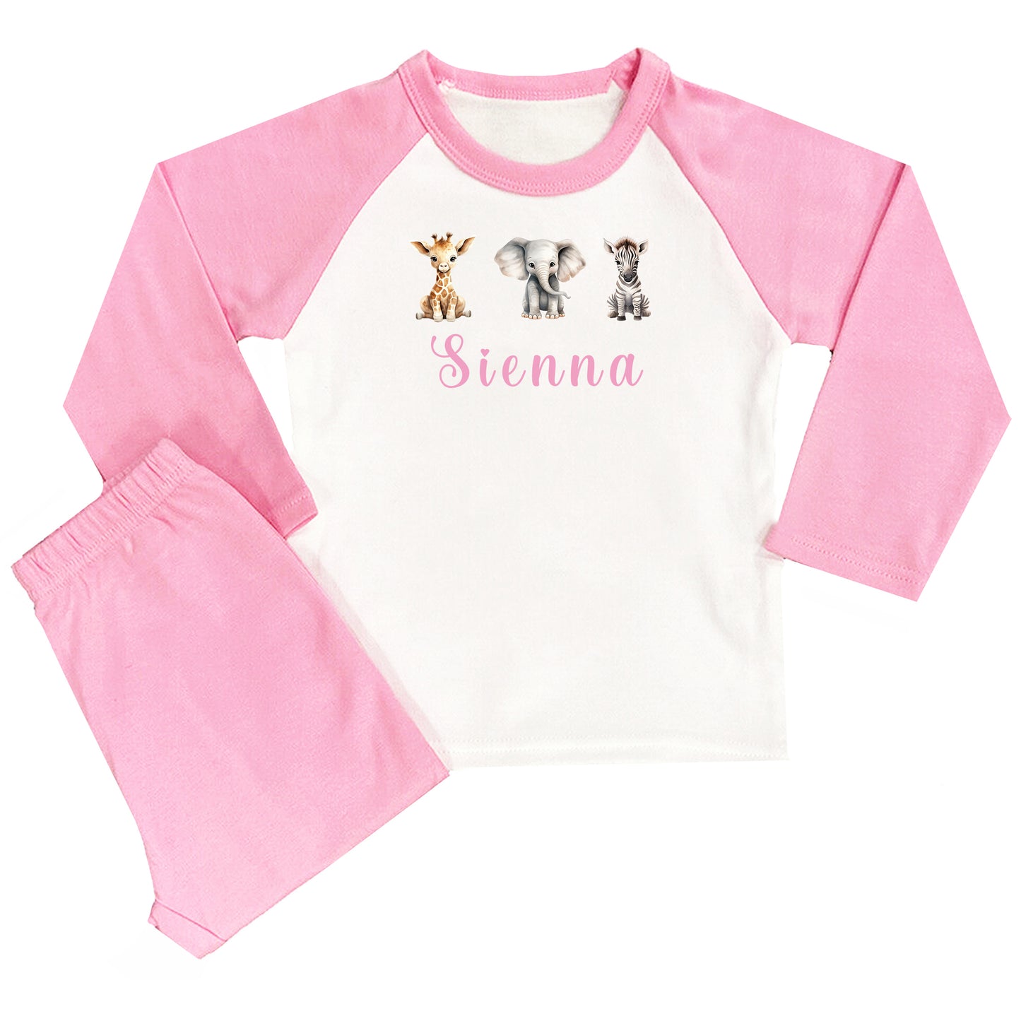 Personalised Pink Animal Safari Pyjamas