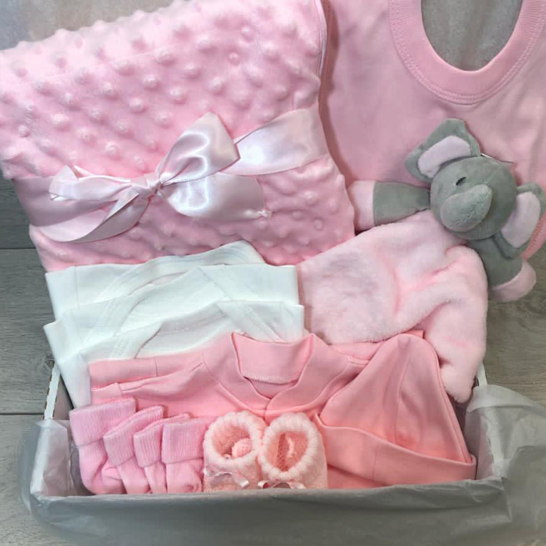 Newborn Baby Starter Gift Set Pink, Blue & White