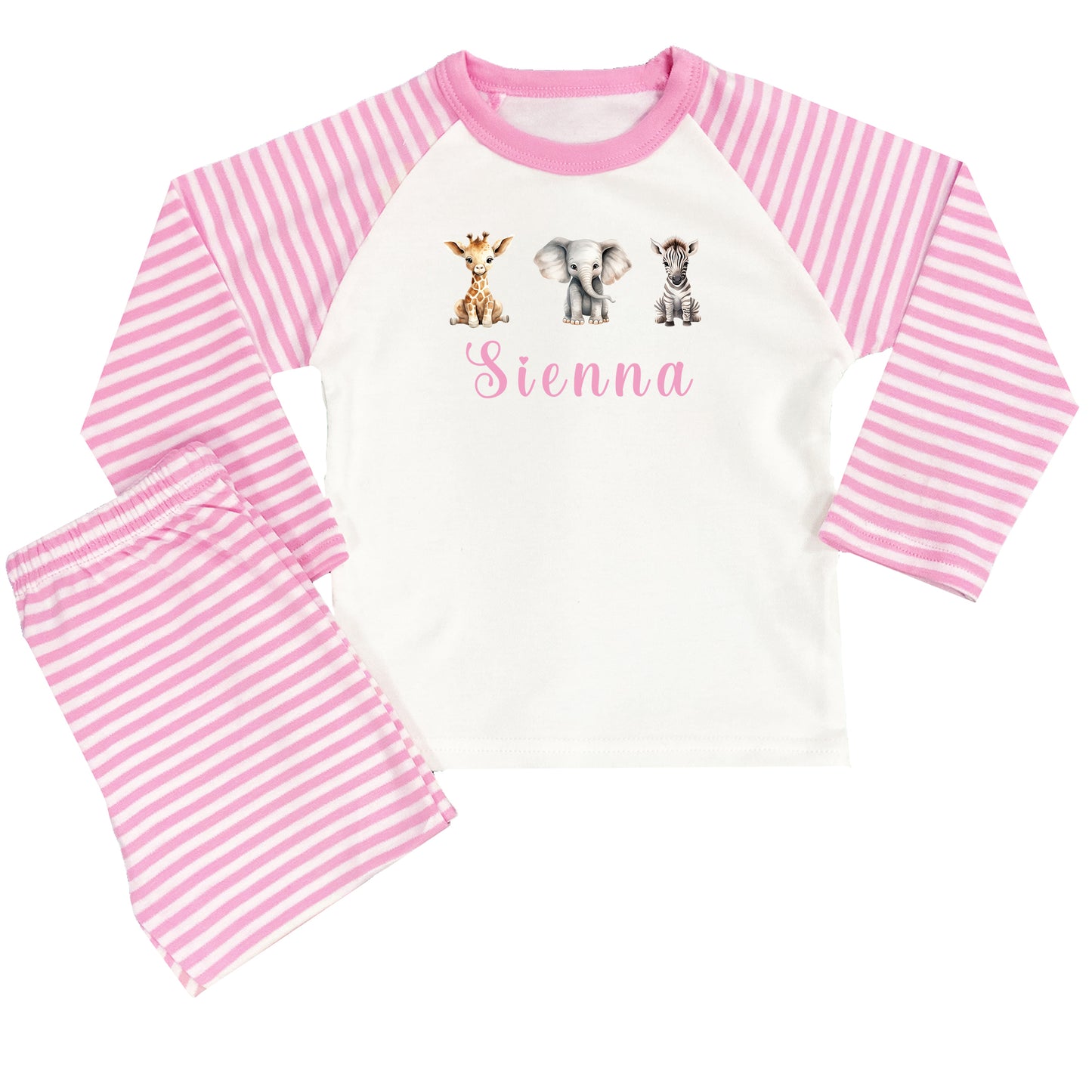 Personalised Pink Animal Safari Pyjamas