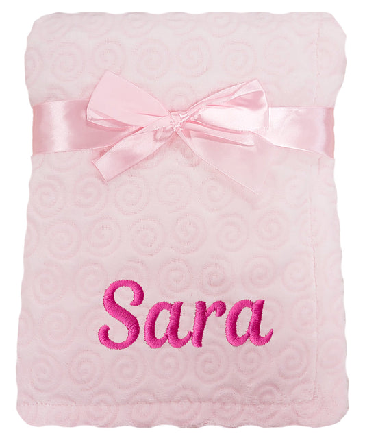 Personalised Baby Sherpa Blanket - Swirl Pink