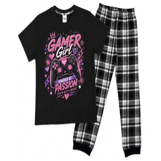 Kids Gamer Pyjamas - Pink Check