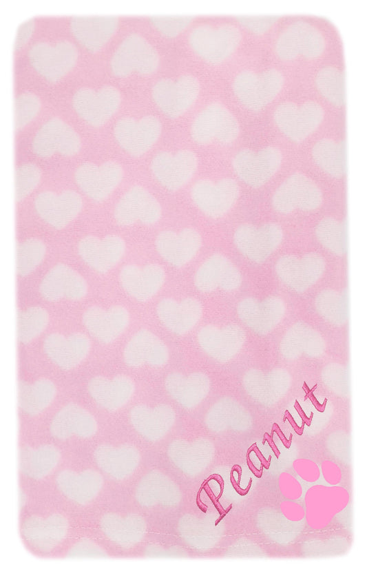 Personalised Pink Heart Pet Blankets