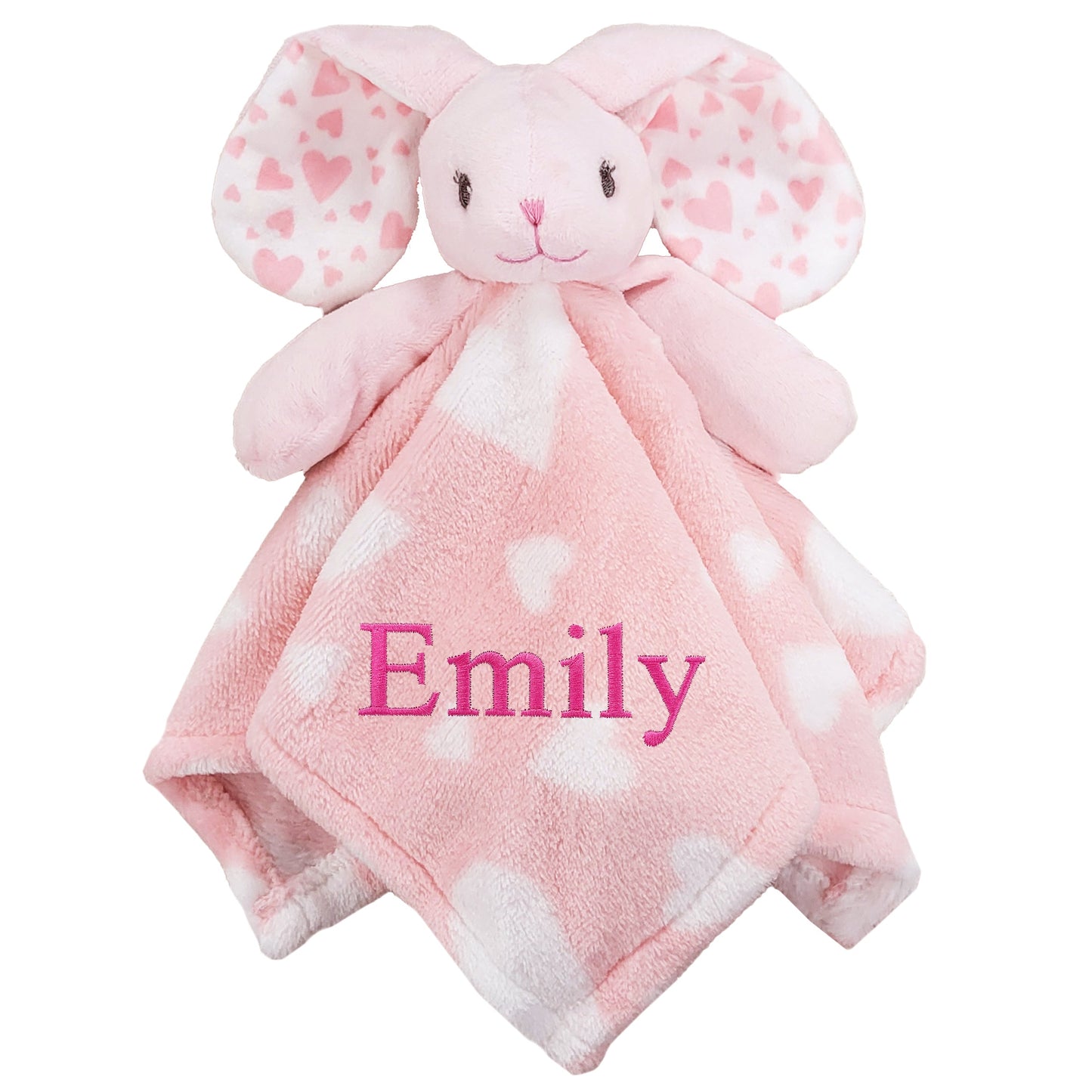 Personalised Baby Pink Heart Rabbit Comforter Blanket Set