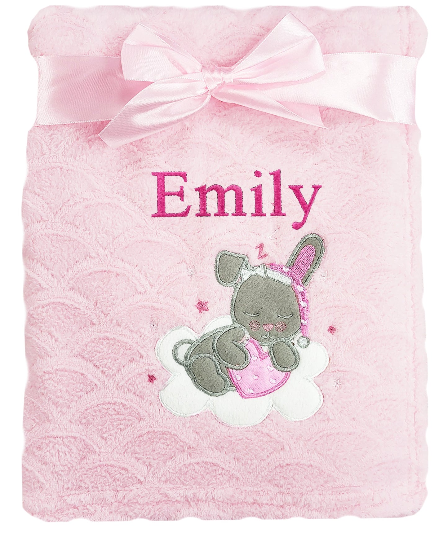 Personalised Baby Girl Pink Rabbit Blanket