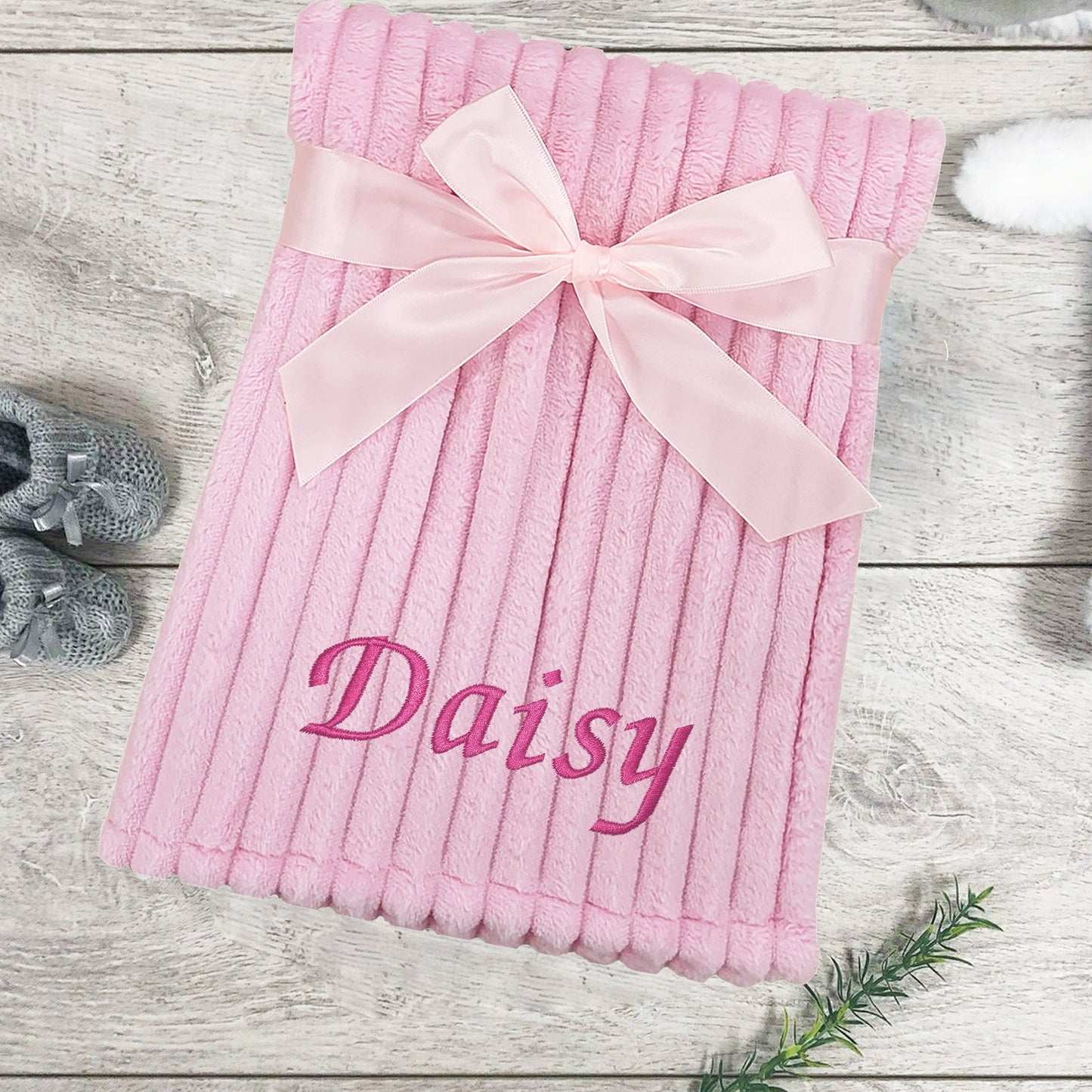 Personalised Baby Pink Stripe Blanket