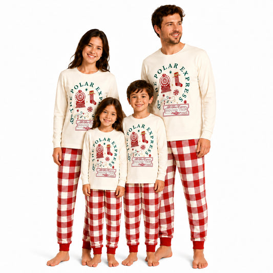 Polar Express Family Matching Christmas Pyjamas - Cream Check