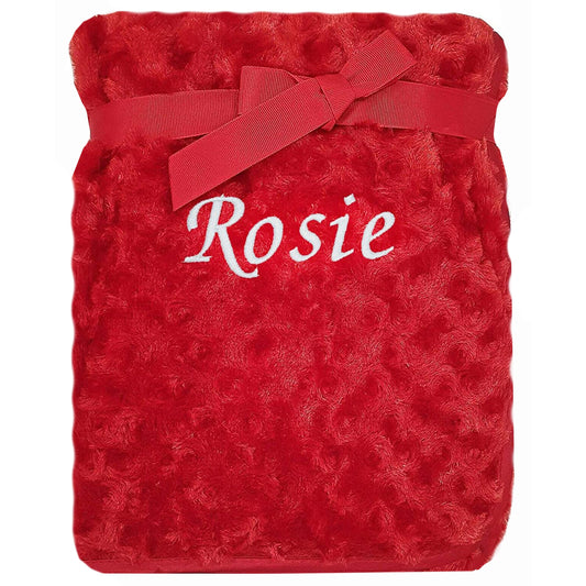 Personalised Red Baby Blanket - Rosebud