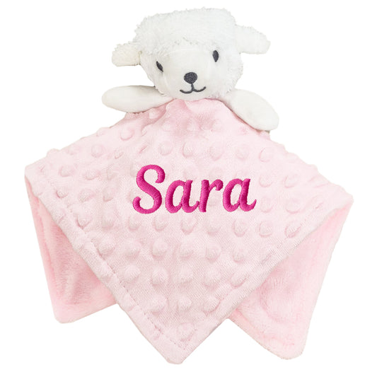 Personalised Baby Pink Sheep Comforter Blanket