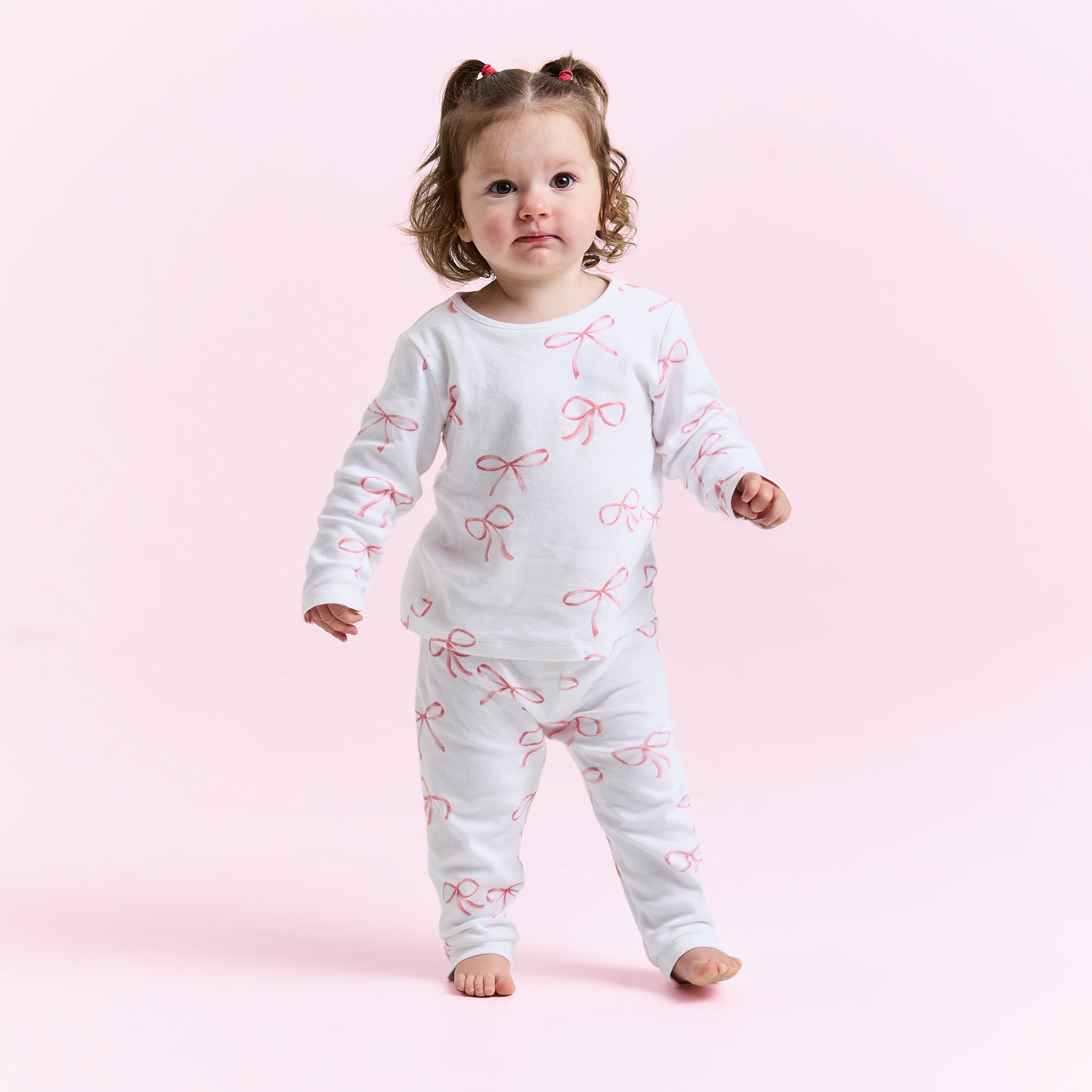 Girls 2-Pack Cotton Pyjama Set – Soft Baby & Toddler PJs (6–12 Months to 2–3 Years) – Floral & Bow Print Sleepwear