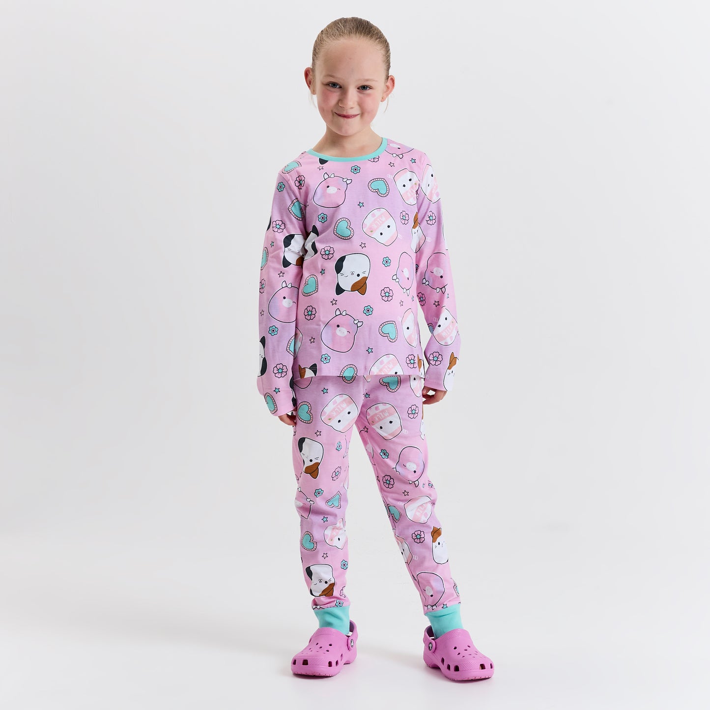 Girls Squishmallows Pyjama Set – Pink Long Sleeve Kids PJs with Cute Character Print (Sizes 5–12 Years)