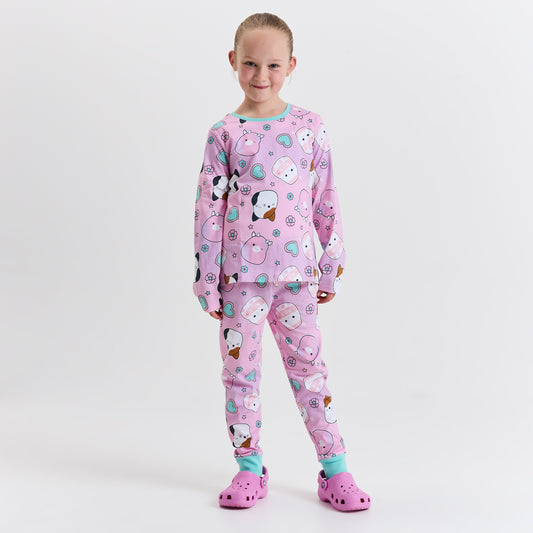 Girls Squishmallows Pyjama Set – Pink Long Sleeve Kids PJs with Cute Character Print (Sizes 5–12 Years)