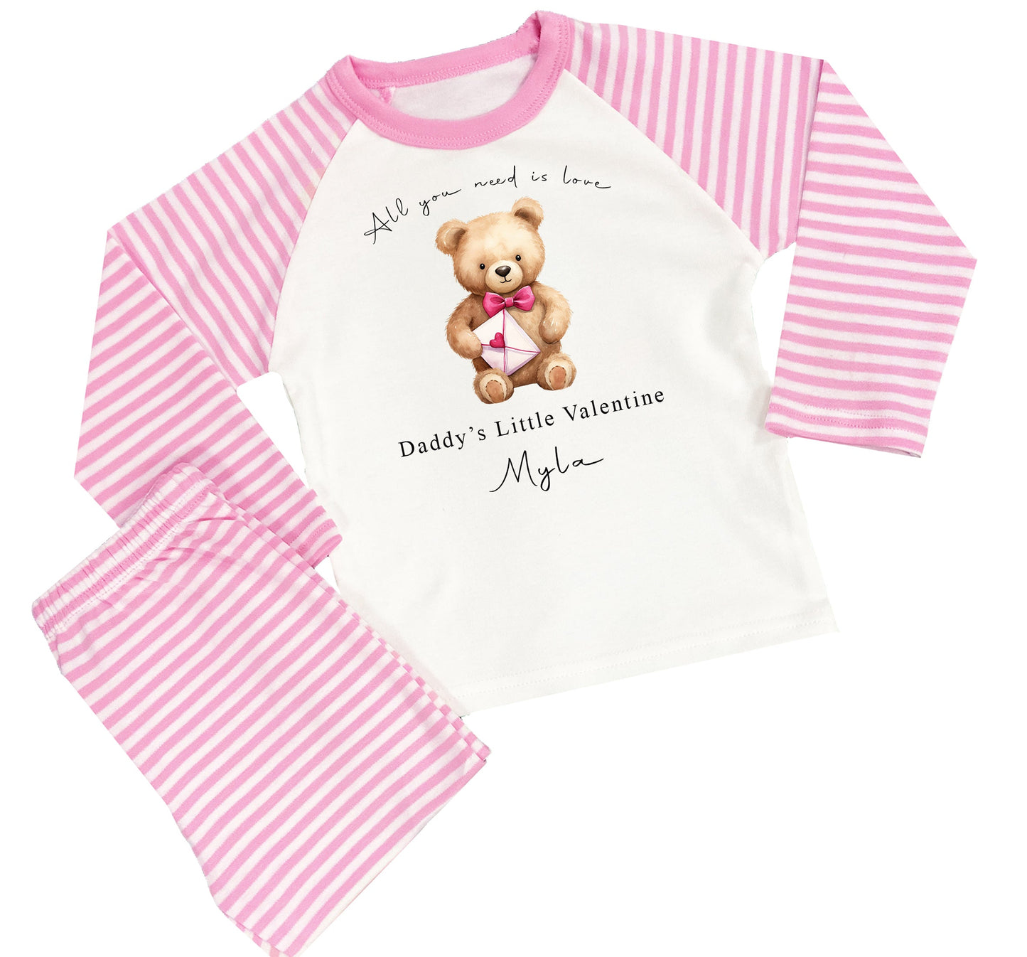 Personalised Valentines Girls Pyjamas - Daddys Little Valentine