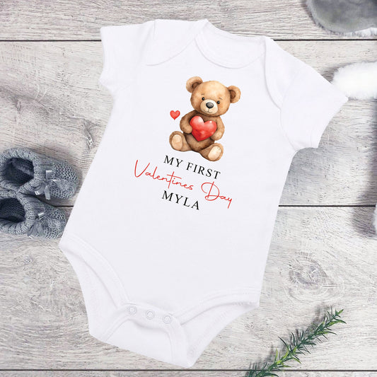 Valentines Personalised Baby Vest - Bear Heart